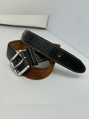 Buck Suede Belt Brown & Black Leather Mens 34 1.25" Rugged Heritage Americana